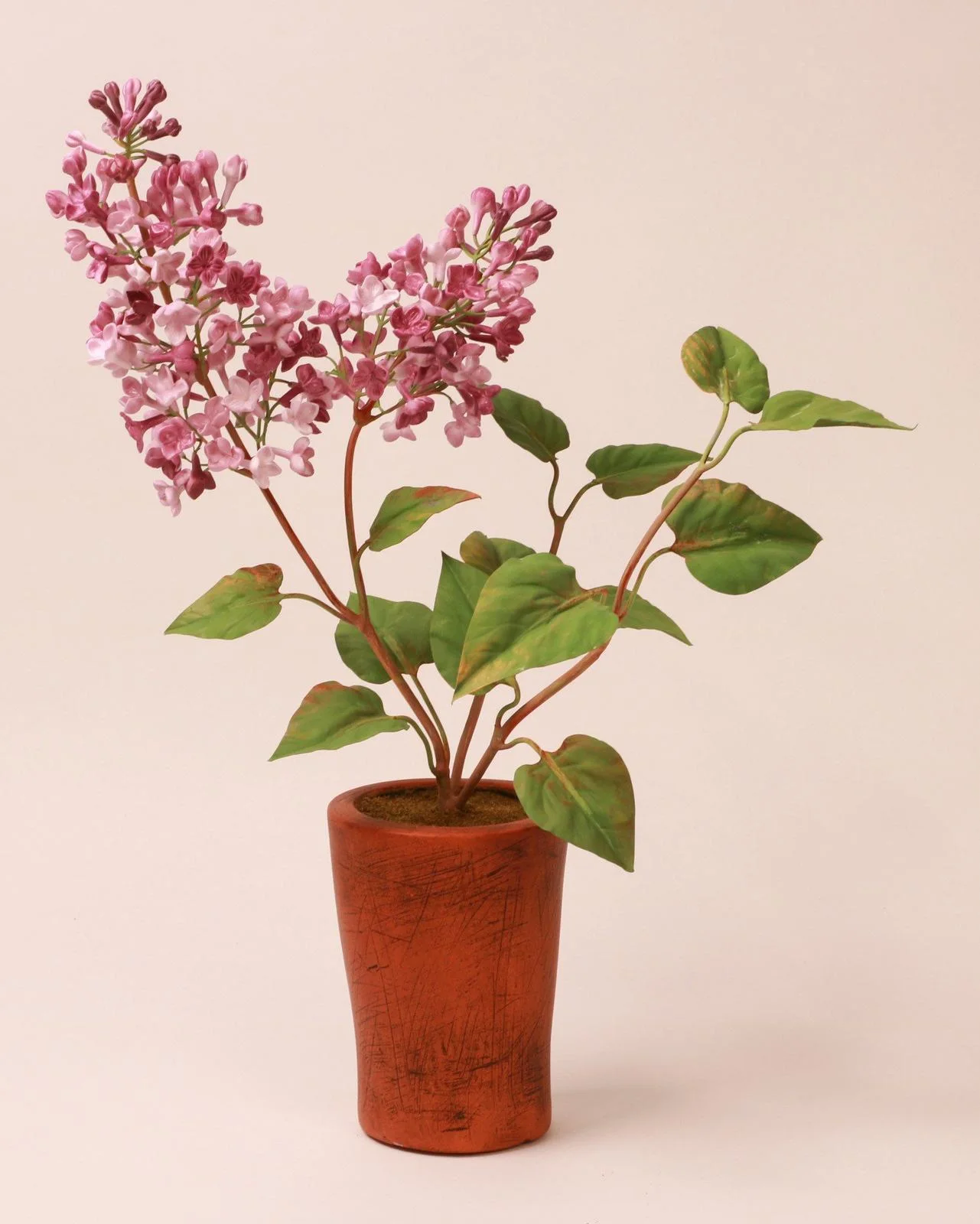 Lilac branch — botanical sculpture in porcelain and hand-painted copper by Faja Schroeder
